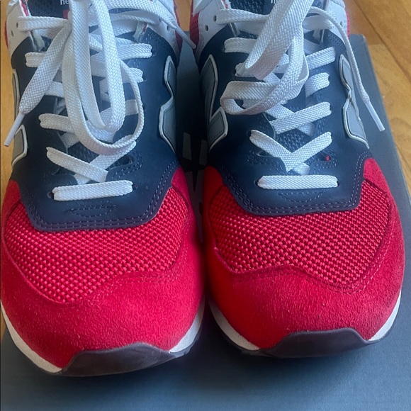 New Balance Red, White, and Navy Sneakers. Mens size 13. New Balance 574 - Picture 2 of 4